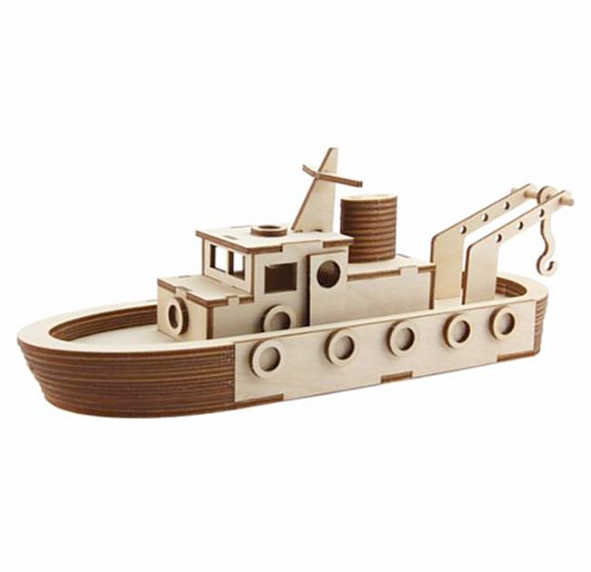 SOL44485_1 3D Holzbausatz, Schiffbausatz Hafenschlepper, lasercut