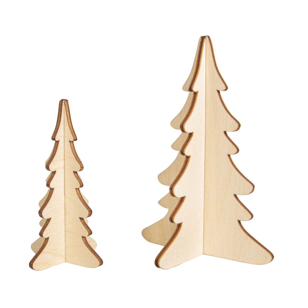 R46629505_1 Holzsteckteile, Holzbäume Tannen, 2 Stück