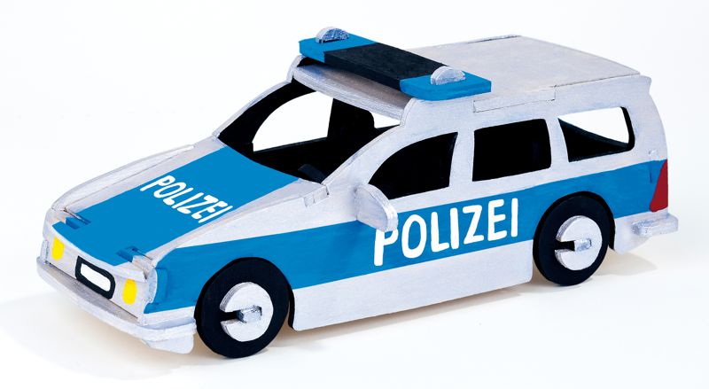 pe008513 Holzbausatz Polizeiauto, 26 Einzelteile
