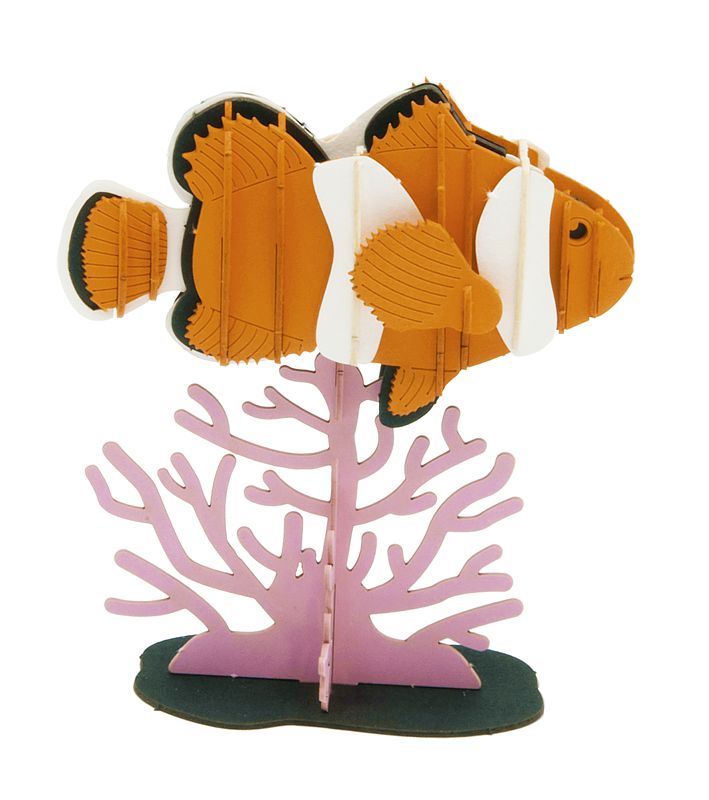 3D Modell Clownfisch, 3D Papierbausatz aus Spezialkarton, gelasert