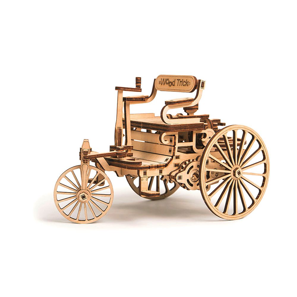WT501911_1 Wood Trick, 3D Holzbausatz First Car Motorkutsche, mit mechanischer Funktion, lasercut