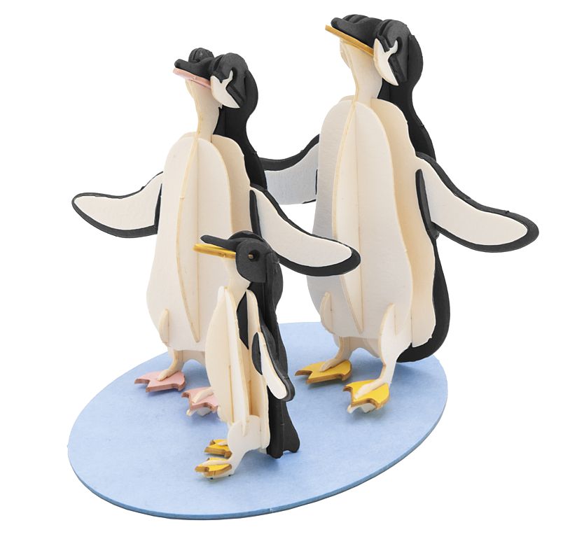 3D Modell Pinguin-Familie, 3D Bausatz aus Spezialkarton, gelasert