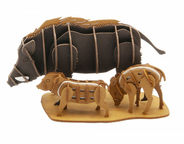 3D Modell Wildschweine, Bausatz aus Spezialkarton, gelasert