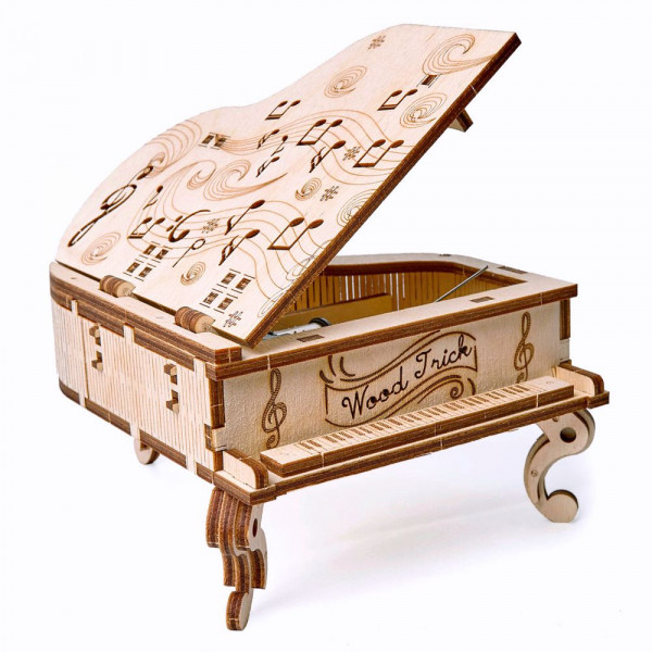 Wood Trick, 3D Holzbausatz Grand Piano, mit Spieluhr, lasercut