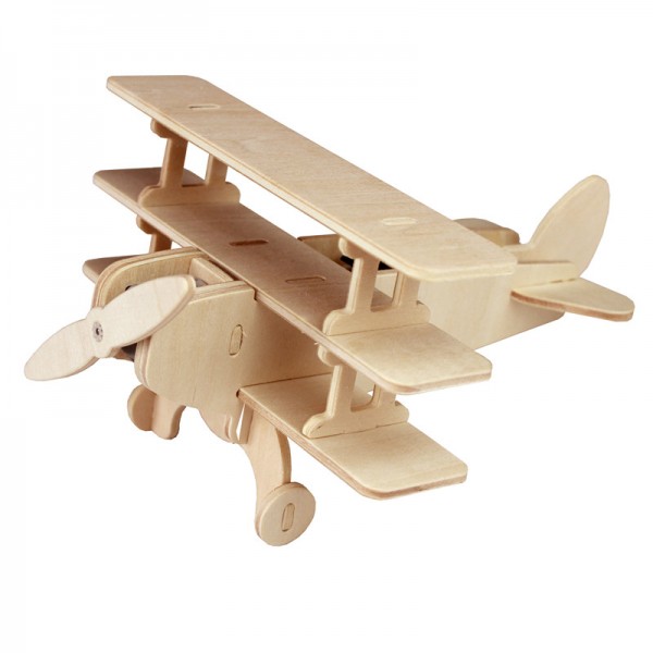 Solarbausatz Holzbausatz Flugzeug Dreidecker, mit Solarzelle und Motor