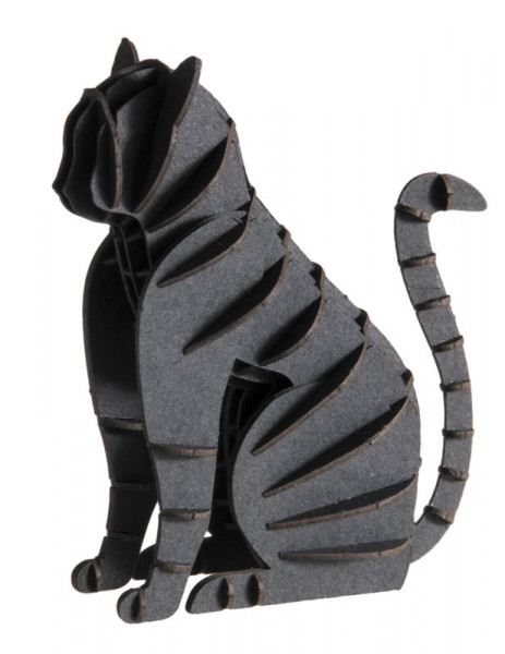 3D Modell schwarze Katze, Bausatz aus Spezialkarton, gelasert